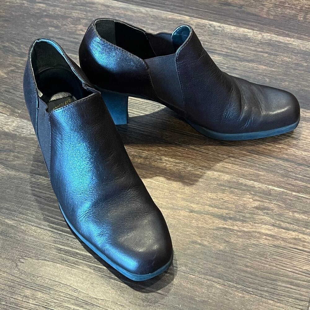 Aerosoles Women’s Size 8 Brown Leather Ankle Booties Slip On Block Heel Shoes